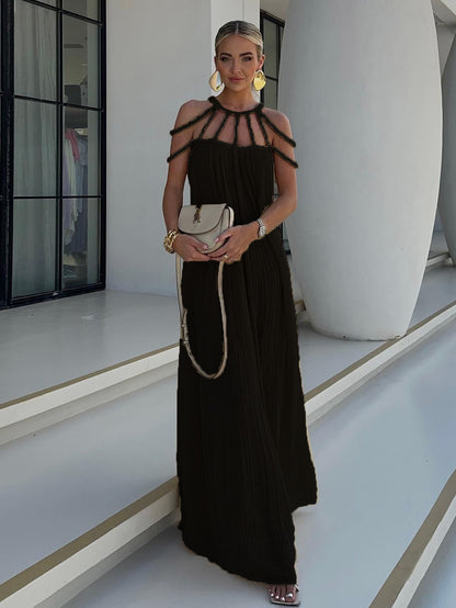 Boho Dress Designed Neckline Sleeveless Oversized Cut Out Beach Maxi Dresses