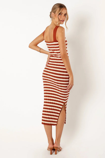Ledger Midi Dress - Tan Stripe