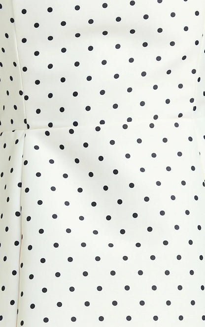 Dante Mini Dress - Halter Neck Tie Tulip Skirt Dress in White Polkadot