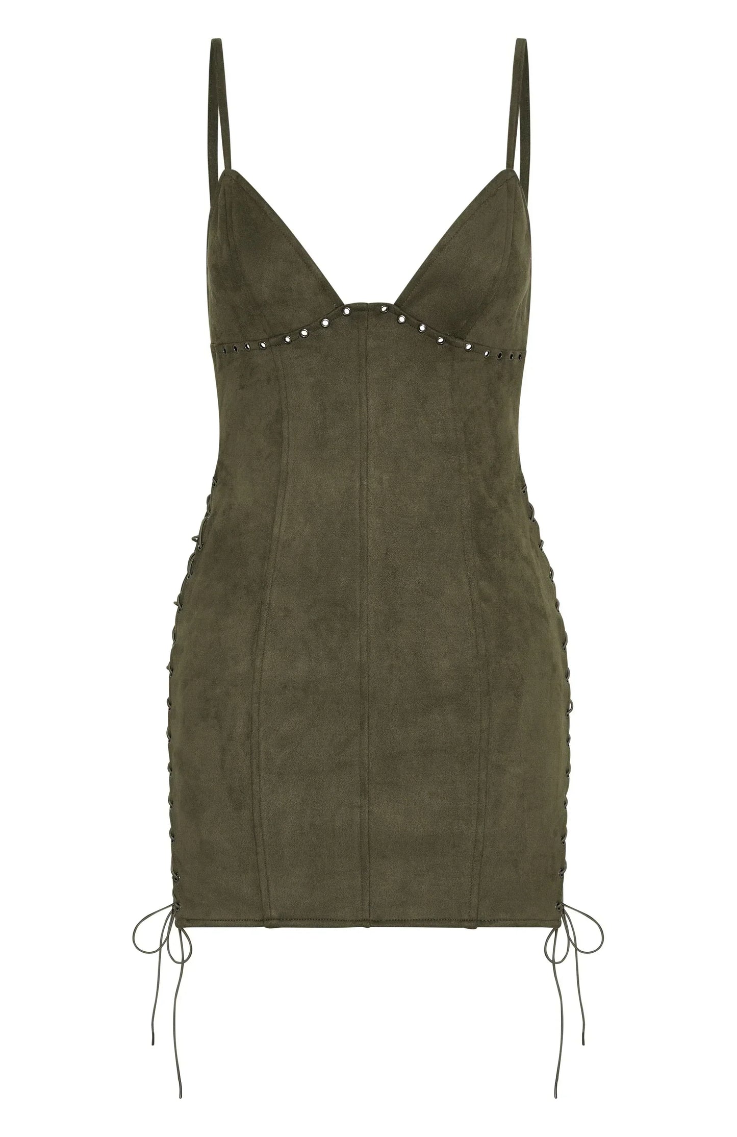 Bratty Faux Suede Mini Dress Cactus