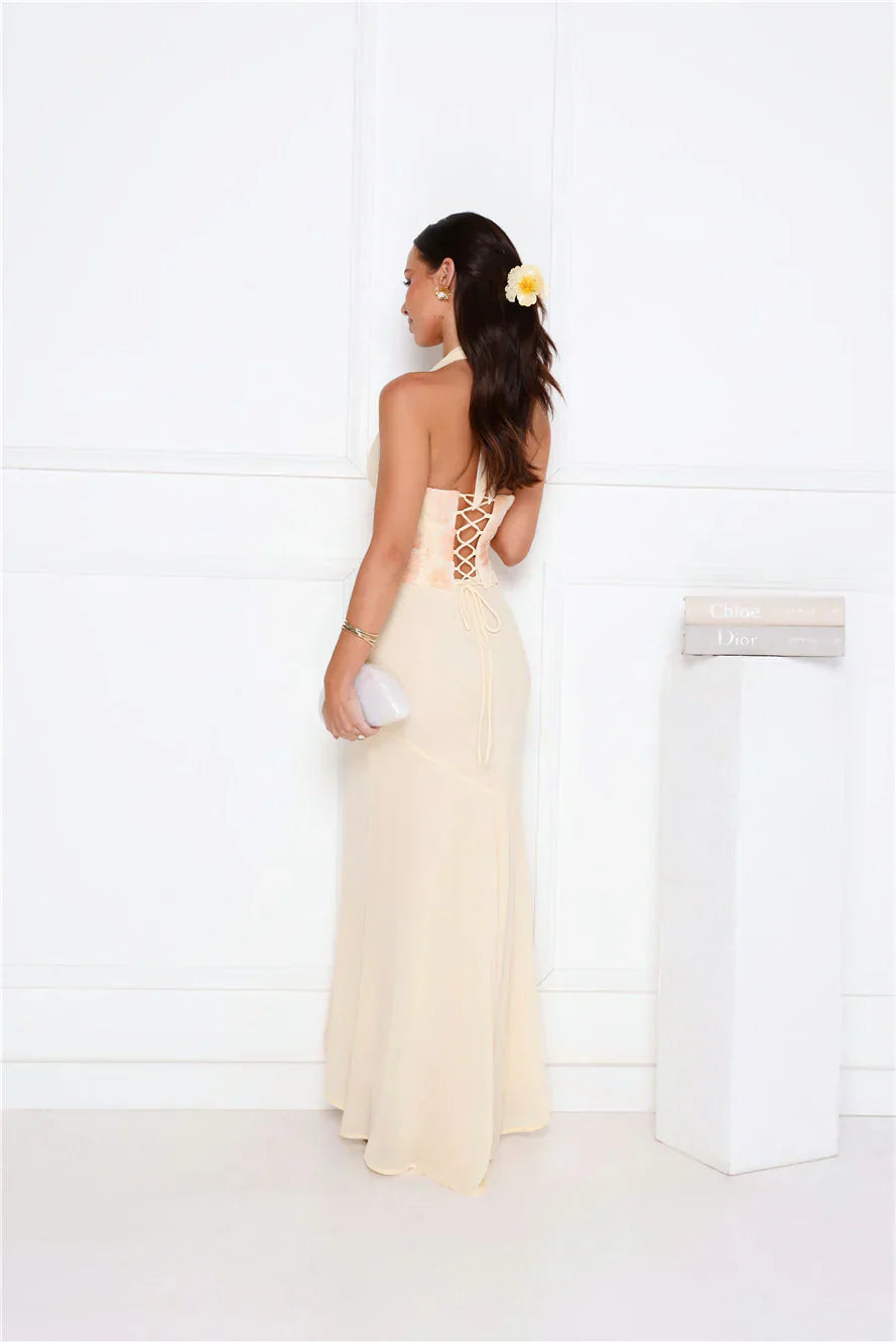 Silver Lining Love Halter Maxi Dress