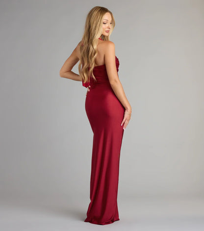 Beverly Halter Slit Long Formal Dress