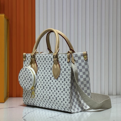 LOUIS VUITTON ONTHEGO PM AZURE BLUE AND SAND 25CM M15138
