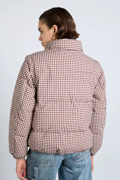 pre-order jennifer check puffer - chocolate gingham