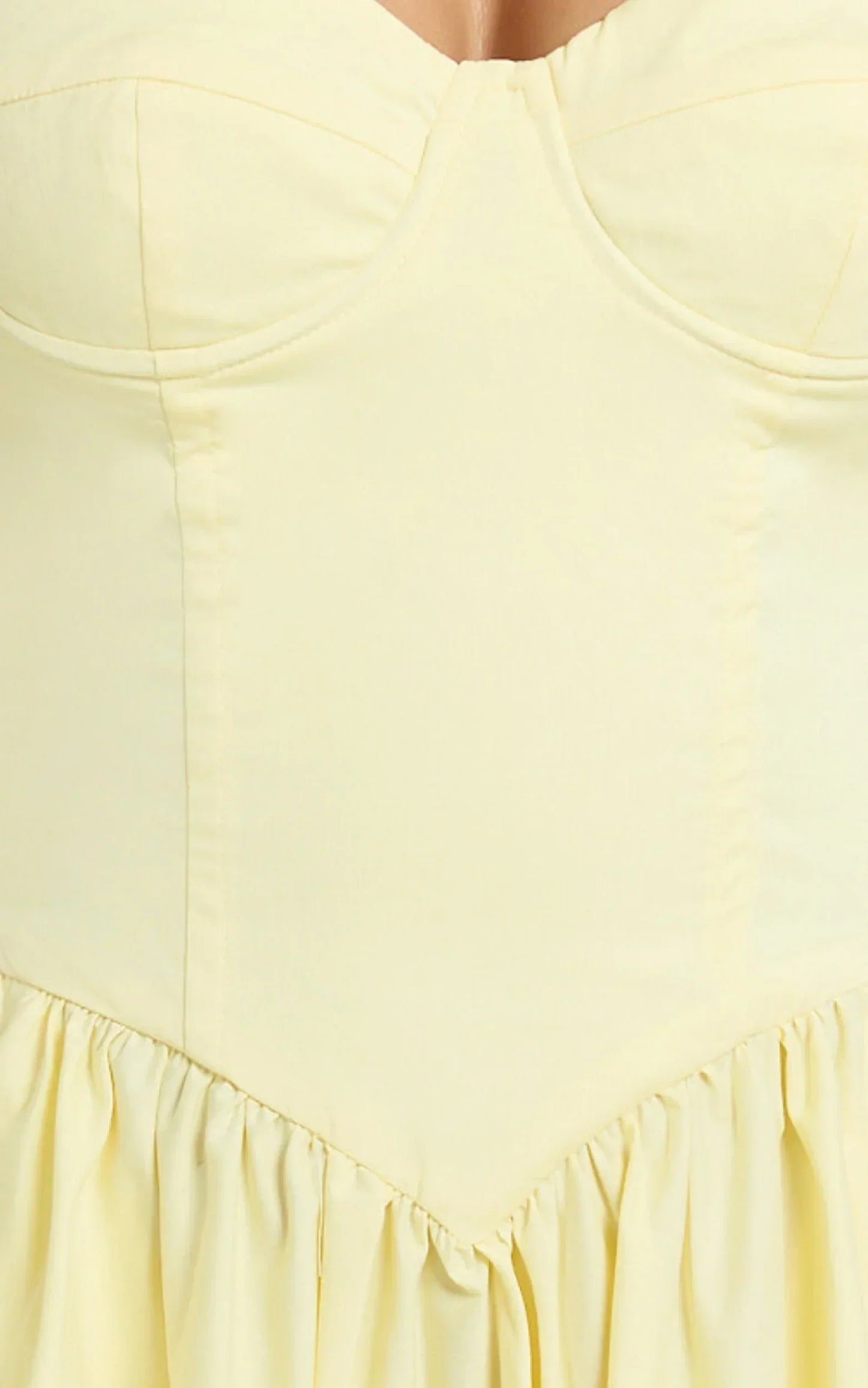 Daria Midi Dress Strapless Corset Gathered Dress in Lemon