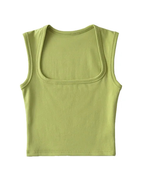 Deep Square Collar Vests 2025 Summer New Fashion Sexy Women’s Crop Tops Sling Vest Camis
