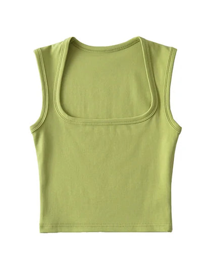 Deep Square Collar Vests 2025 Summer New Fashion Sexy Women’s Crop Tops Sling Vest Camis