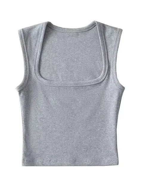 Deep Square Collar Vests 2025 Summer New Fashion Sexy Women’s Crop Tops Sling Vest Camis