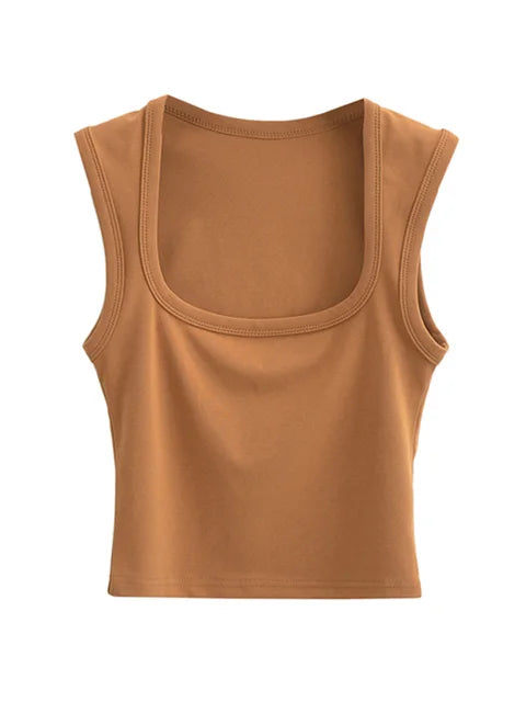 Deep Square Collar Vests 2025 Summer New Fashion Sexy Women’s Crop Tops Sling Vest Camis