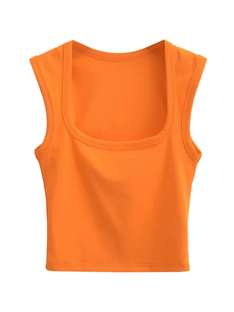 Deep Square Collar Vests 2025 Summer New Fashion Sexy Women’s Crop Tops Sling Vest Camis