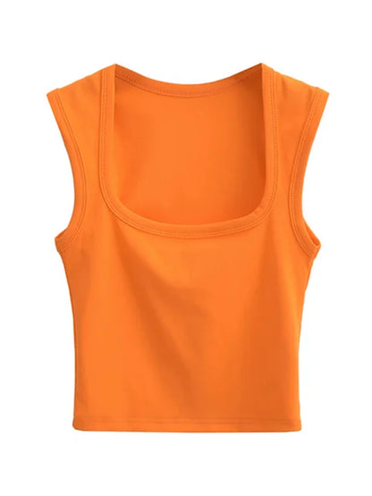 Deep Square Collar Vests 2025 Summer New Fashion Sexy Women’s Crop Tops Sling Vest Camis