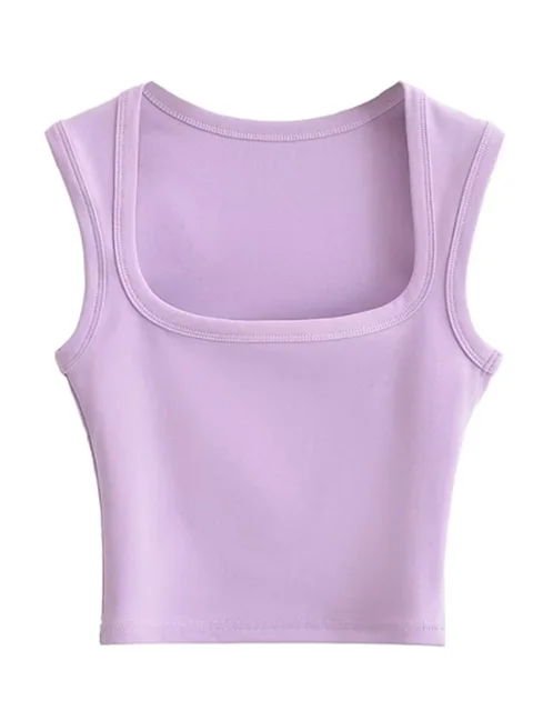 Deep Square Collar Vests 2025 Summer New Fashion Sexy Women’s Crop Tops Sling Vest Camis