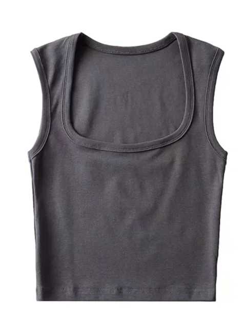 Deep Square Collar Vests 2025 Summer New Fashion Sexy Women’s Crop Tops Sling Vest Camis