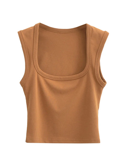 Deep Square Collar Vests 2025 Summer New Fashion Sexy Women’s Crop Tops Sling Vest Camis