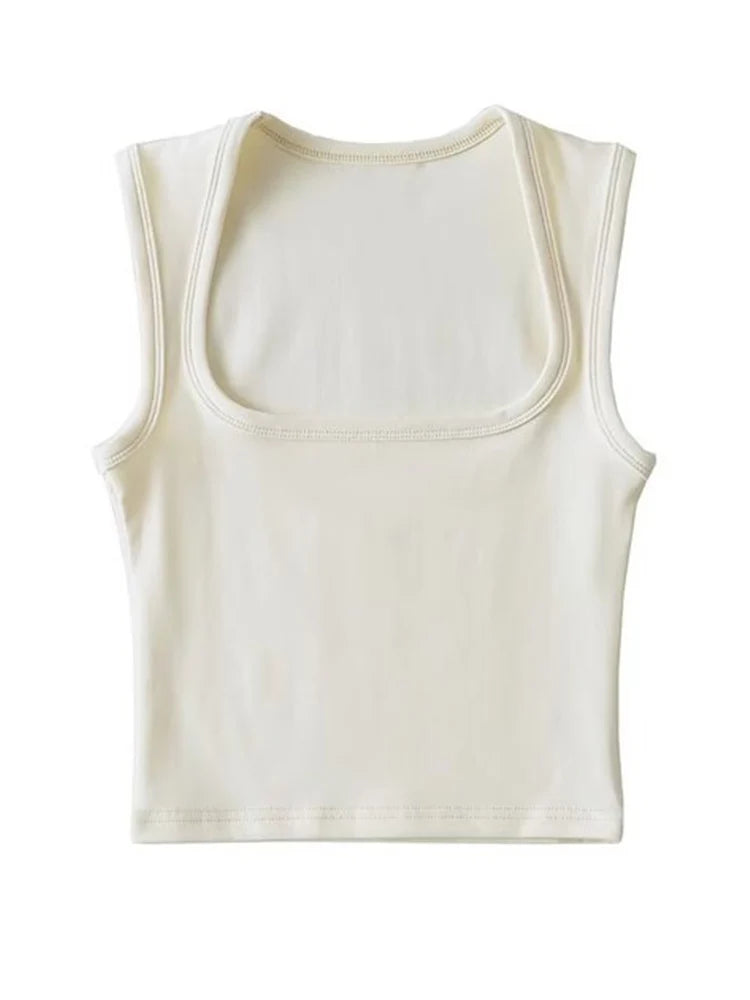 Deep Square Collar Vests 2025 Summer New Fashion Sexy Women’s Crop Tops Sling Vest Camis