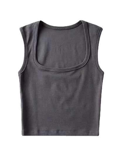 Deep Square Collar Vests 2025 Summer New Fashion Sexy Women’s Crop Tops Sling Vest Camis