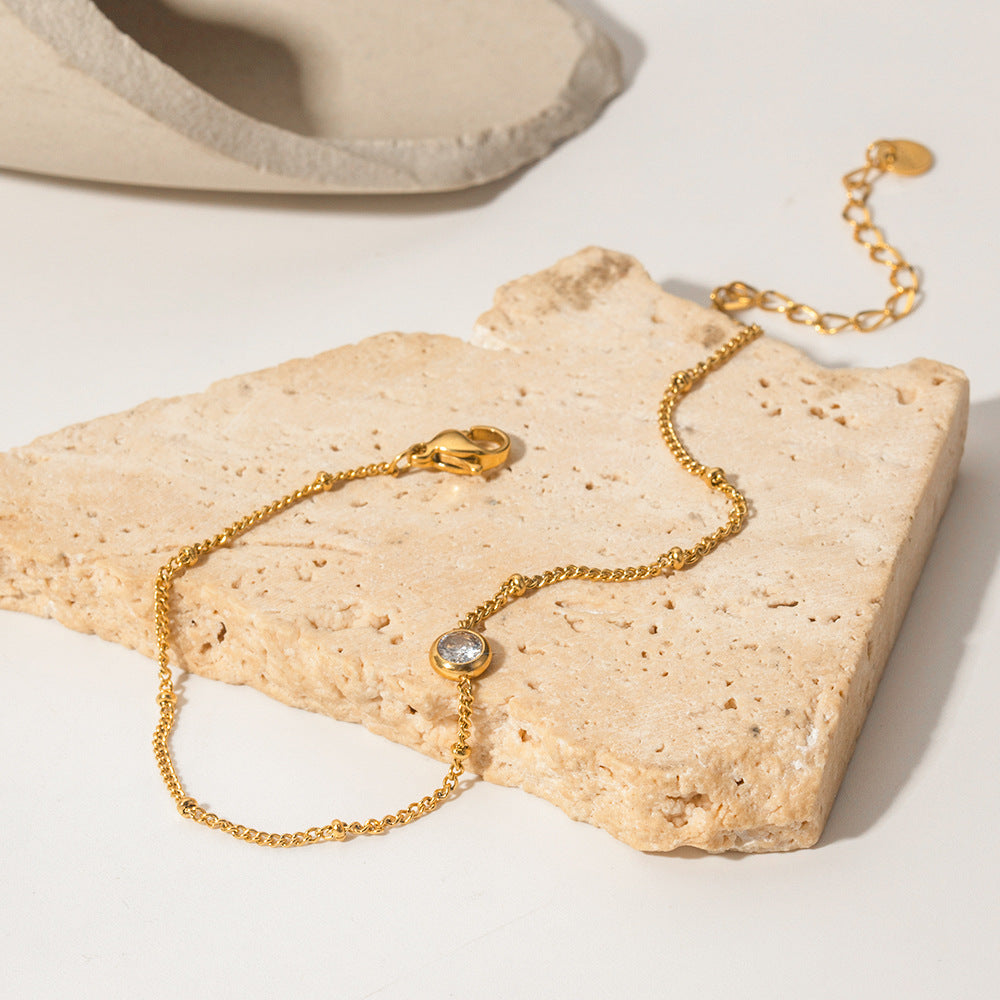 Delicate Crystal Charm Anklet - Golden Elegance