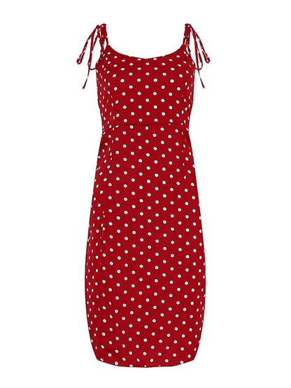Vestidos 2025 Vestido de verano para mujer Casual Polka Dot Sin mangas Alto Plisado Cintura elástica Cuello en V Vestido de playa Vestidos De Verano