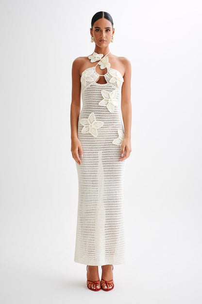 Beverly Floral Appliqu茅 Crochet Maxi Dress