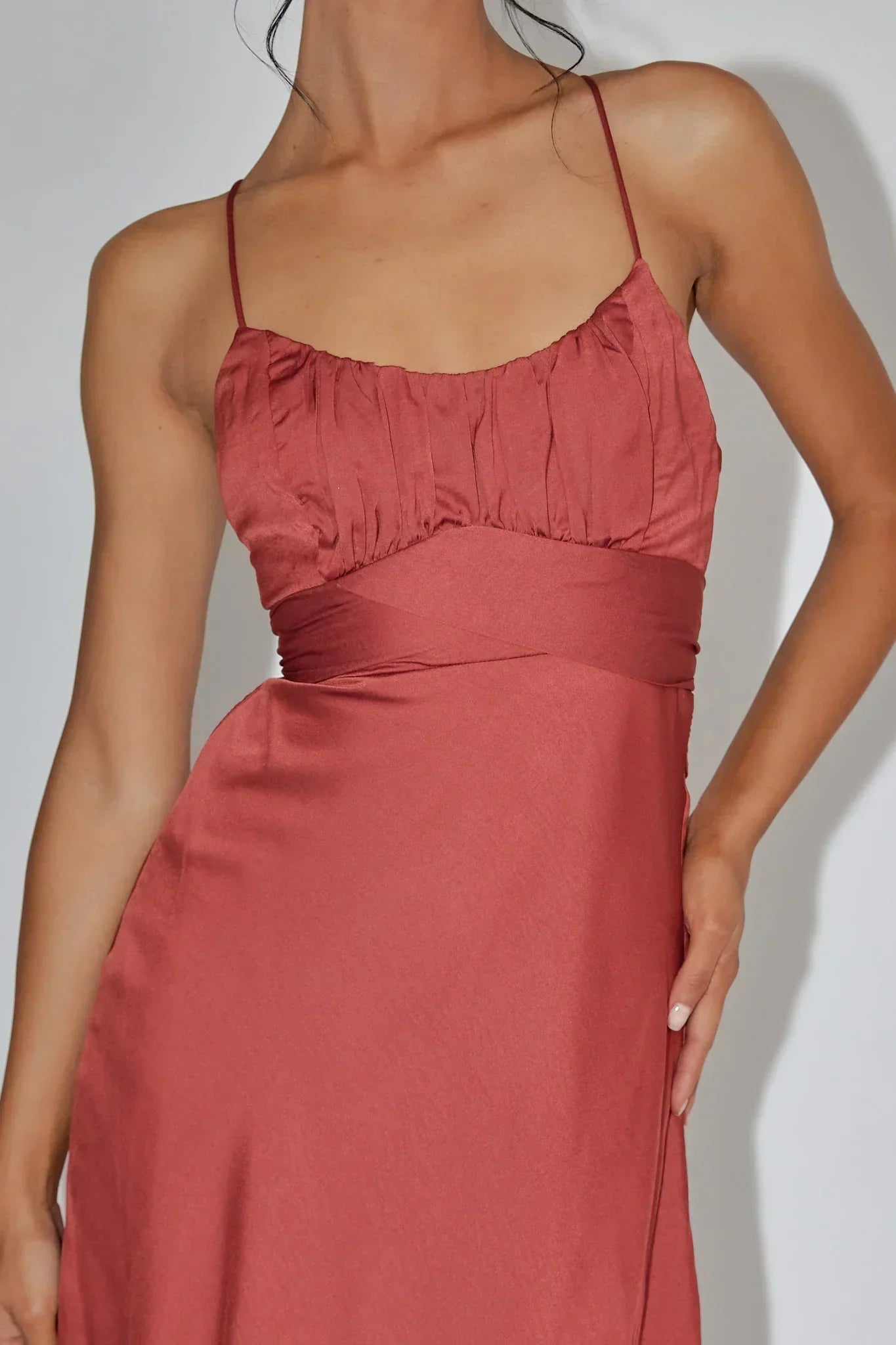 Linka Cami Strap Midi Dress Chocolate