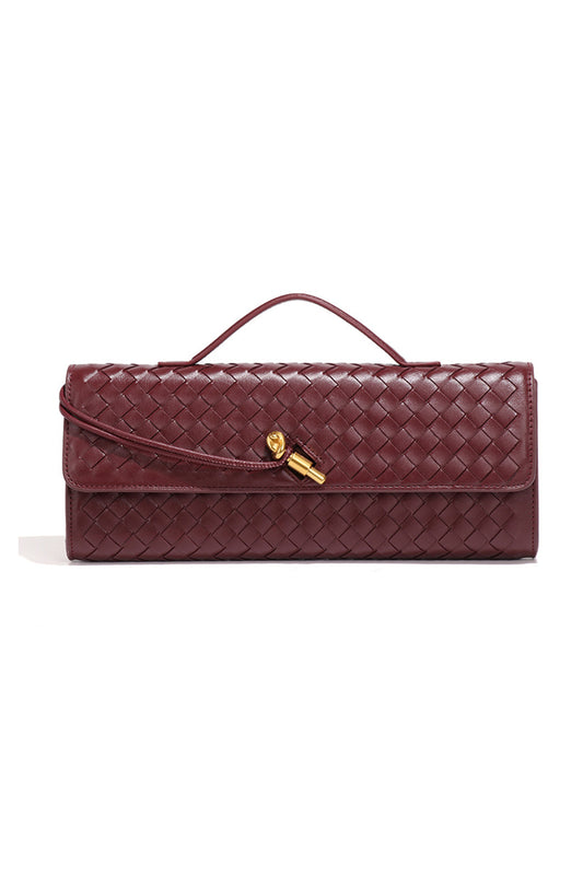 Bolso de mano de piel tejida 