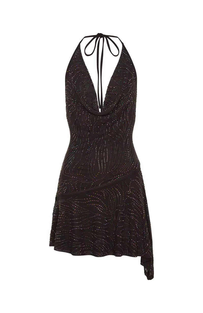 Wild Devotion Embellished Mini Dress Chocolate