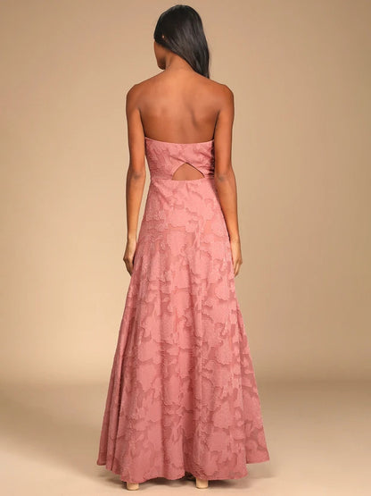Strapless Dress Floral Off The Shoulder High Slit Sexy Party Priom Maxi Dresses