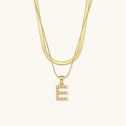 Opal Charm - LayeRed Gold Initial Necklace
