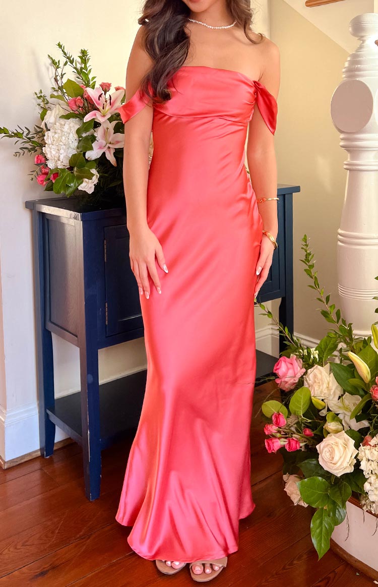 Chiara Pink Off Shoulder Formal Dress