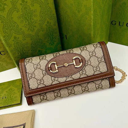 GUCCI Brown Saddle Buckle Handbag 19x10.5x3.5cm