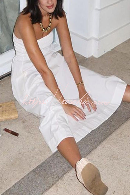Retro Revival Sleeveless Off-shoulder Elastic Pleated Maxi Dress