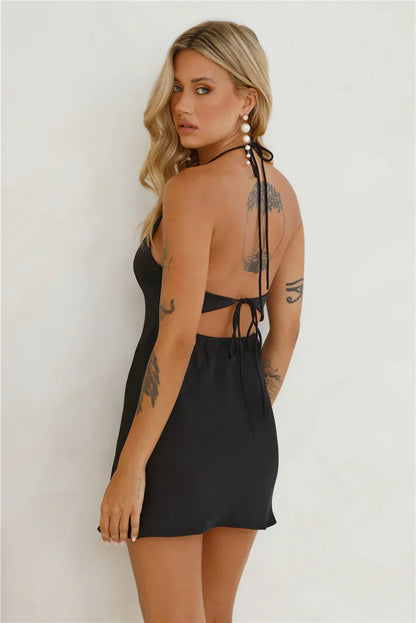 Yours To Love Satin Halter Mini Dress