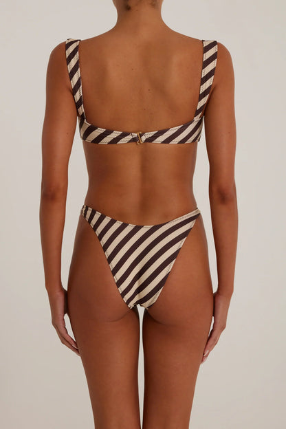 Spiral Bandeau Top (Brown Stripe)