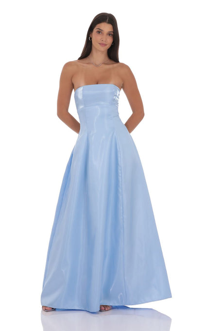 Sheen Empire Waist Maxi Dress in Blue