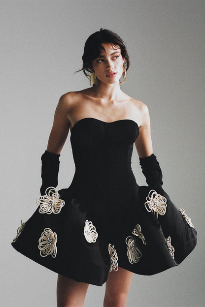Leona Floral Applique Bandage Mini Dress