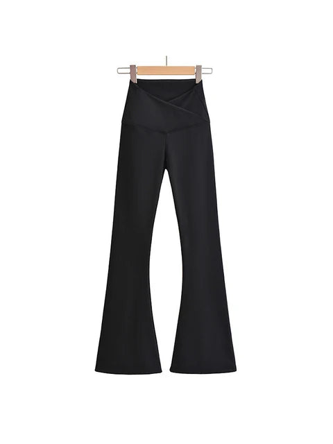 Conjuntos de otoño para mujer, pantalones de yoga ajustados, leggings acampanados, ropa urbana de estilo coreano, pantalones de yoga casuales, pantalones de pierna acampanada negros