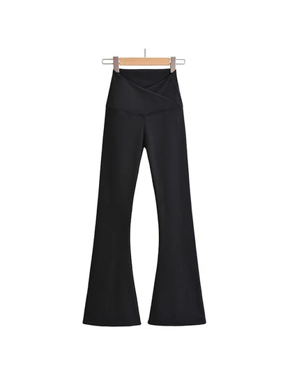 Conjuntos de otoño para mujer, pantalones de yoga ajustados, leggings acampanados, ropa urbana de estilo coreano, pantalones de yoga casuales, pantalones de pierna acampanada negros