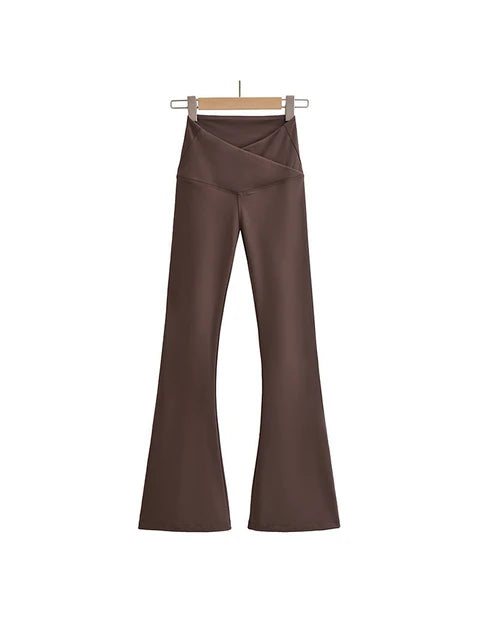 Conjuntos de otoño para mujer, pantalones de yoga ajustados, leggings acampanados, ropa urbana de estilo coreano, pantalones de yoga casuales, pantalones de pierna acampanada negros