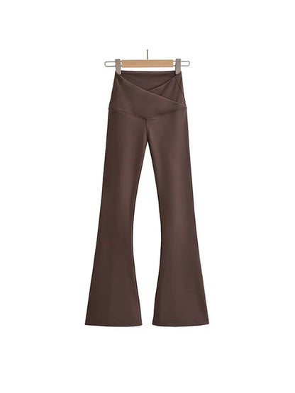 Conjuntos de otoño para mujer, pantalones de yoga ajustados, leggings acampanados, ropa urbana de estilo coreano, pantalones de yoga casuales, pantalones de pierna acampanada negros
