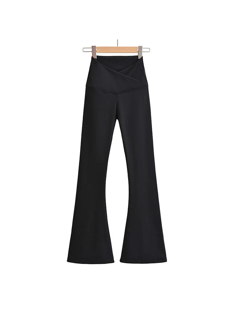 Conjuntos de otoño para mujer, pantalones de yoga ajustados, leggings acampanados, ropa urbana de estilo coreano, pantalones de yoga casuales, pantalones de pierna acampanada negros