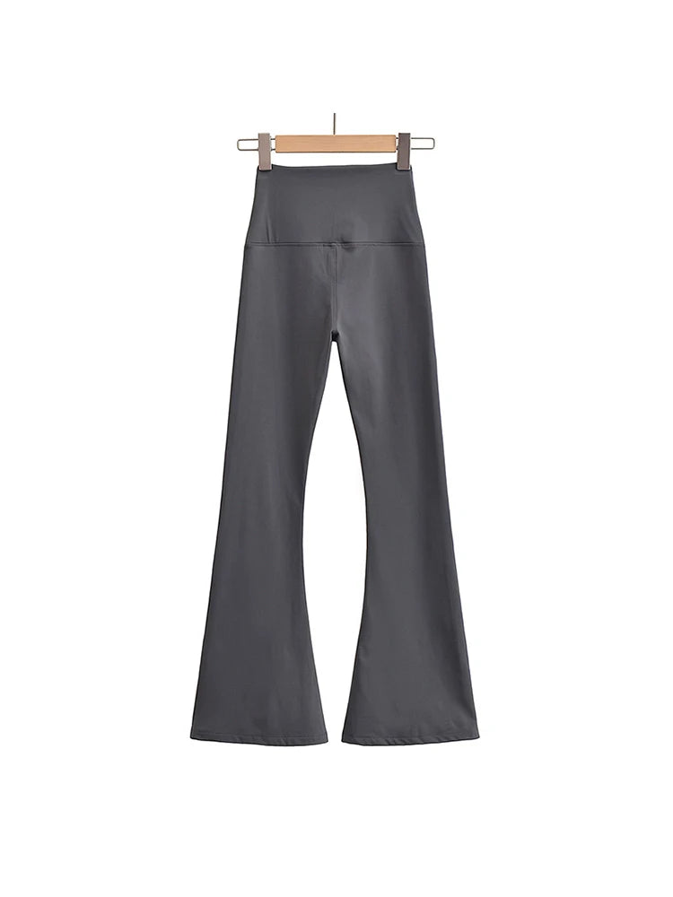 Conjuntos de otoño para mujer, pantalones de yoga ajustados, leggings acampanados, ropa urbana de estilo coreano, pantalones de yoga casuales, pantalones de pierna acampanada negros