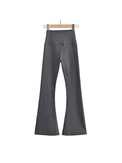 Conjuntos de otoño para mujer, pantalones de yoga ajustados, leggings acampanados, ropa urbana de estilo coreano, pantalones de yoga casuales, pantalones de pierna acampanada negros