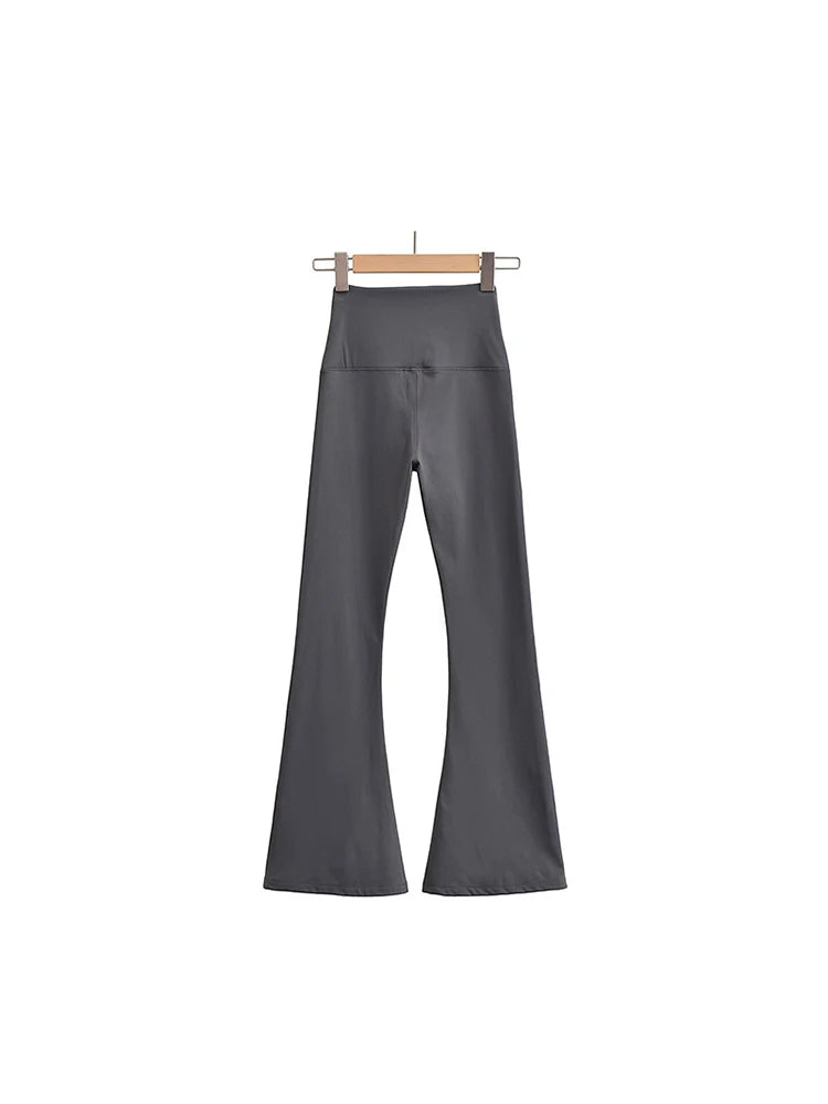 Conjuntos de otoño para mujer, pantalones de yoga ajustados, leggings acampanados, ropa urbana de estilo coreano, pantalones de yoga casuales, pantalones de pierna acampanada negros