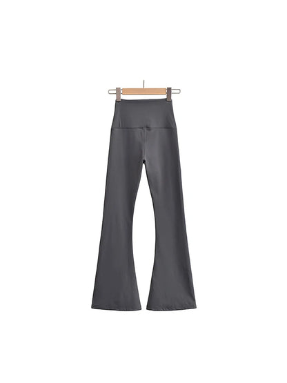 Conjuntos de otoño para mujer, pantalones de yoga ajustados, leggings acampanados, ropa urbana de estilo coreano, pantalones de yoga casuales, pantalones de pierna acampanada negros