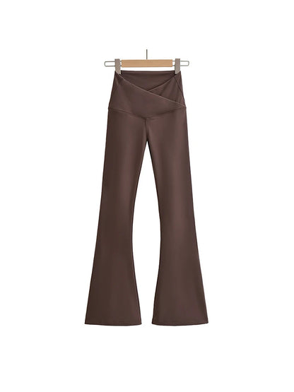 Conjuntos de otoño para mujer, pantalones de yoga ajustados, leggings acampanados, ropa urbana de estilo coreano, pantalones de yoga casuales, pantalones de pierna acampanada negros