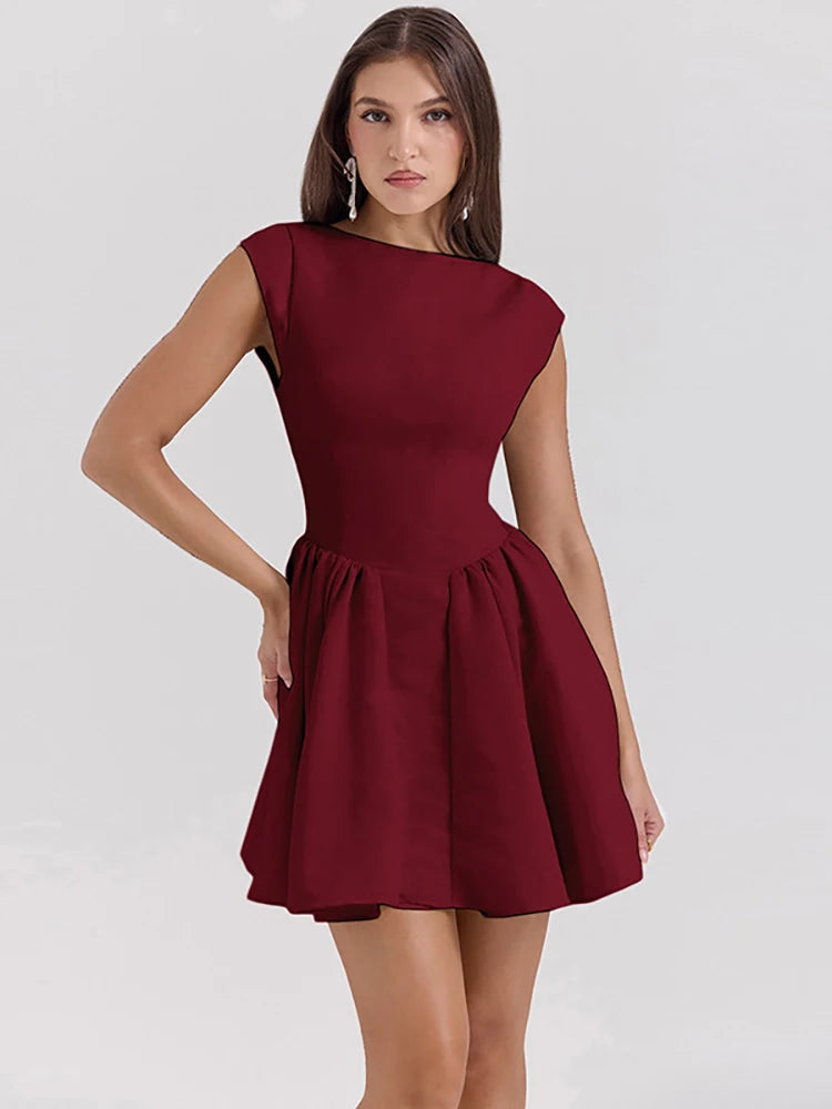 Fantoye - Vestido negro sin mangas con espalda descubierta y cintura alta para mujer, vestido sexy ajustado elegante para fiesta y club, para otoño
