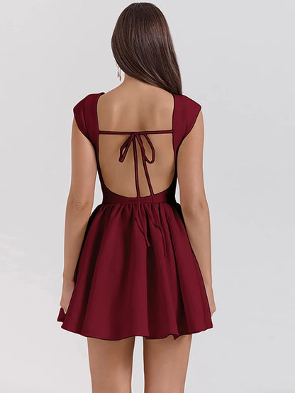 Fantoye - Vestido negro sin mangas con espalda descubierta y cintura alta para mujer, vestido sexy ajustado elegante para fiesta y club, para otoño