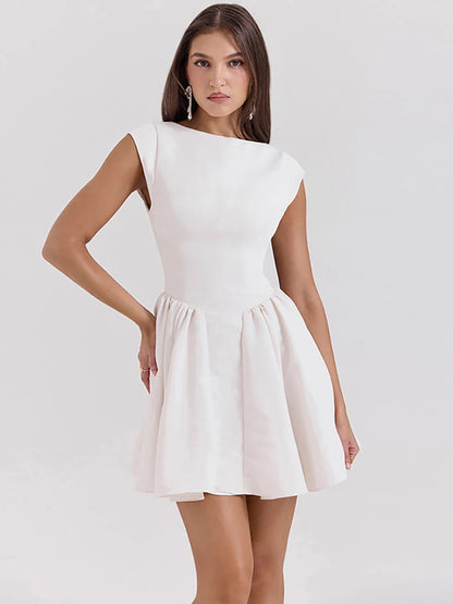 Fantoye - Vestido negro sin mangas con espalda descubierta y cintura alta para mujer, vestido sexy ajustado elegante para fiesta y club, para otoño