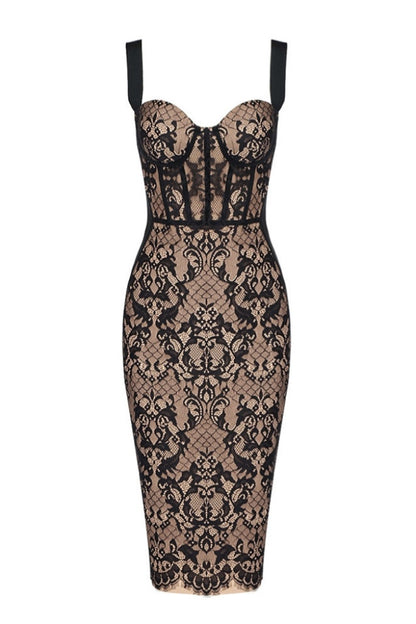 Vestido midi de encaje con banda de Moira 