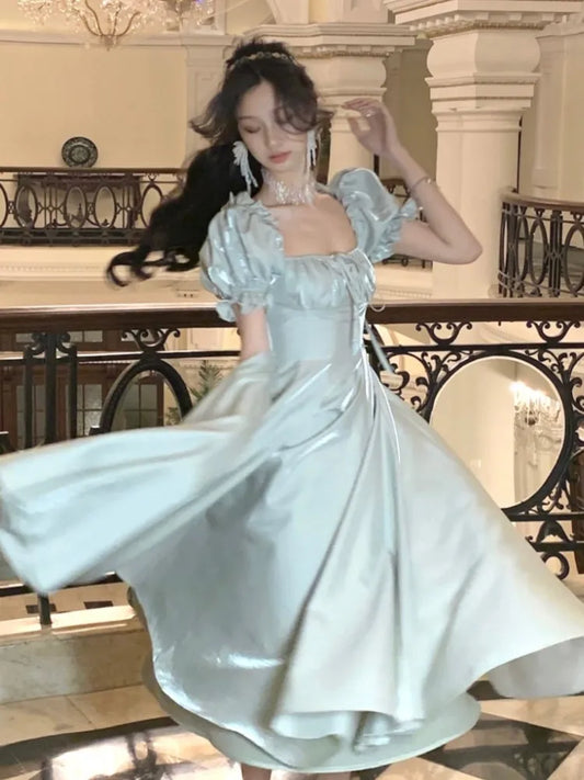 Vestido de fiesta de noche vintage francés para mujer, elegante y romántico vestido de graduación de verano 2025, estilo coreano, corte en A, nuevo